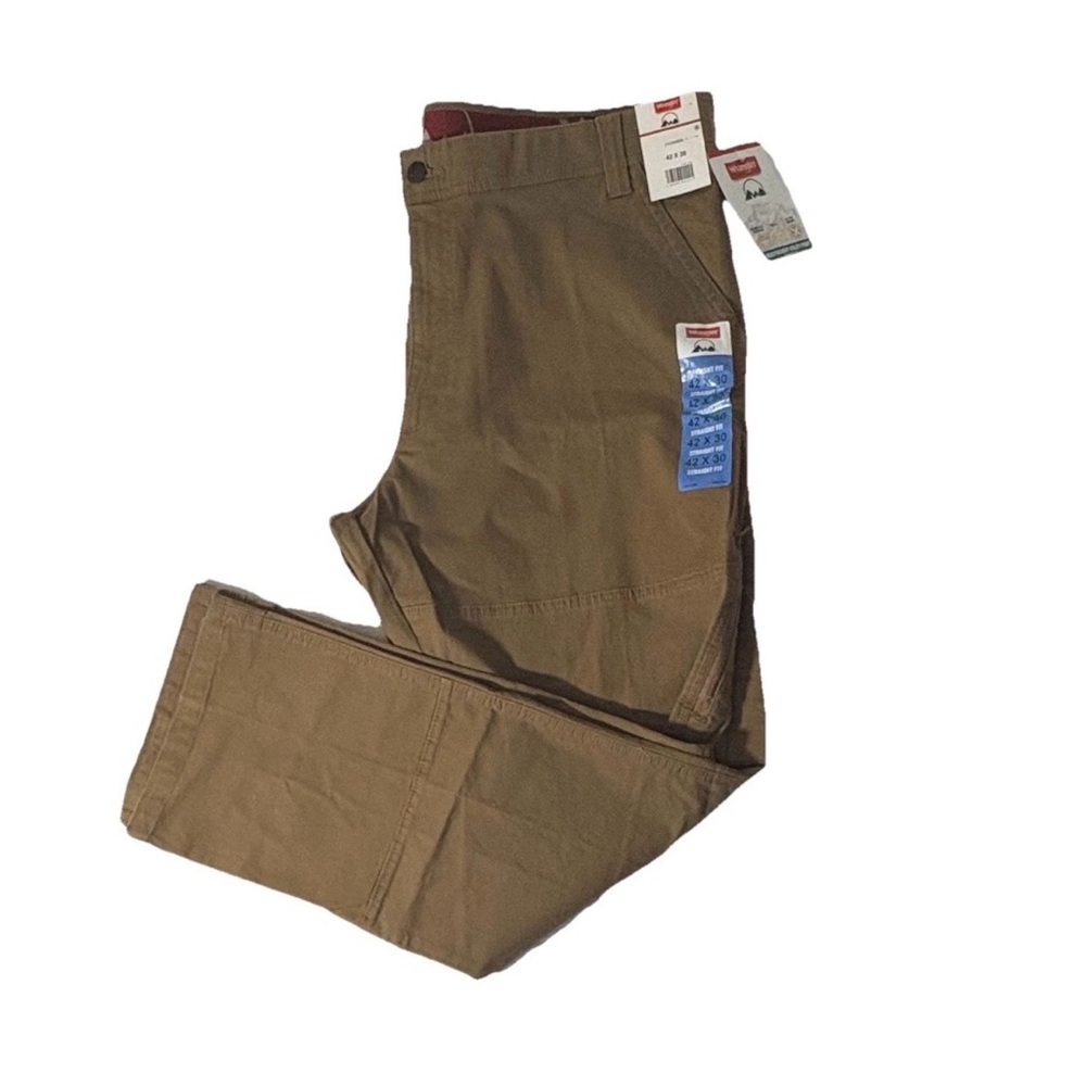 Wrangler Pants Mens 42/30 Beige Canvas Straight Fit Heavyweight Utility Pocket